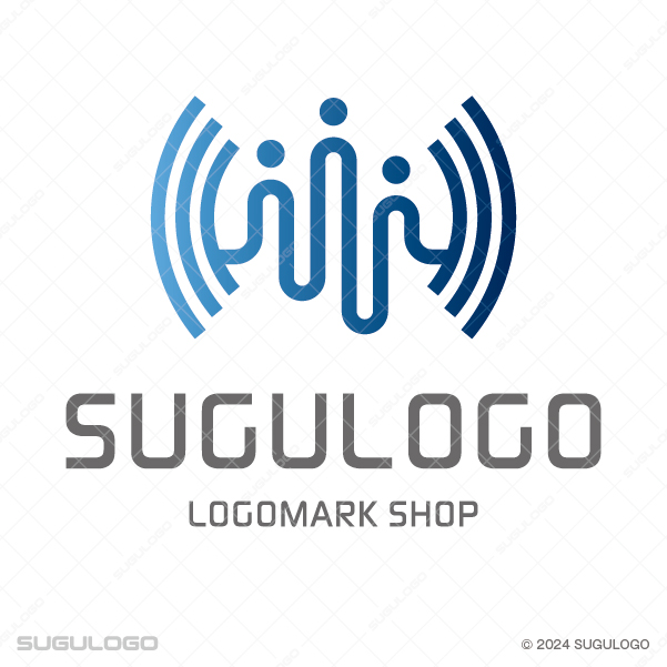 人と情報(コミュニケーション)をつなぐ未来的なロゴデザイン