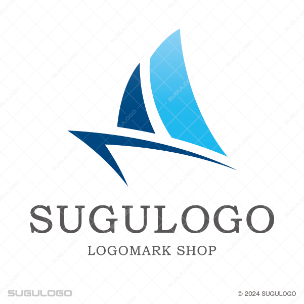 二枚の帆が風を受けて前進する洗練されたロゴデザイン