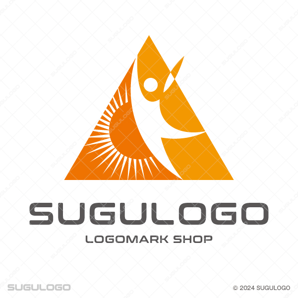 人と自然(山と太陽)をモチーフに制作した三角形のロゴデザイン