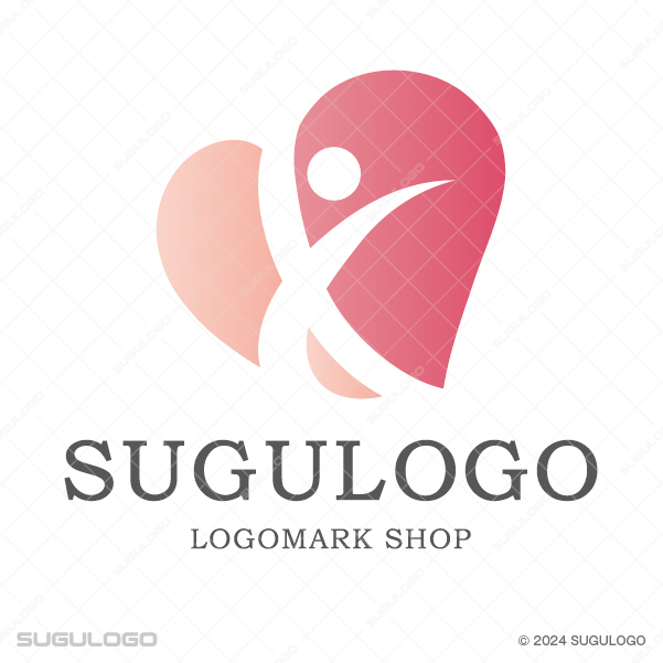 ハートと人の躍動感を組み合わせた優しさと温もりを感じさせるロゴデザイン