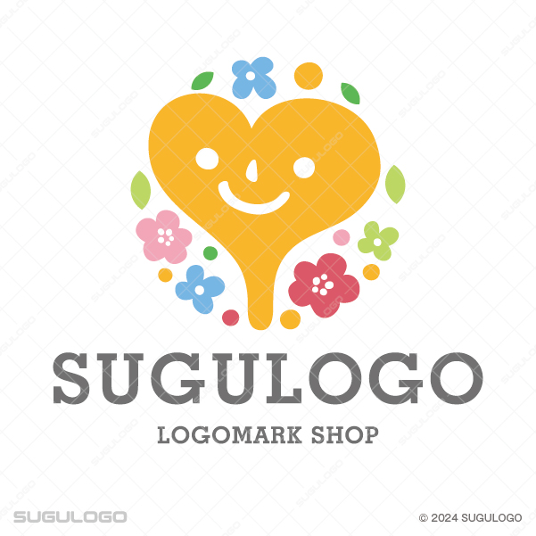 笑顔が咲くスマイルハートのロゴデザイン