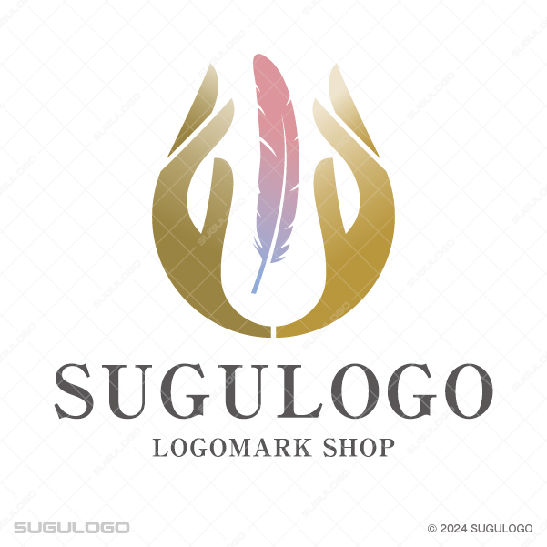 優しく包み込む両手と羽根をモチーフにしたロゴデザイン