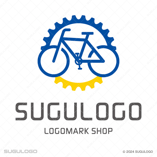 自転車ショップ・サイクリングビジネスに最適な自転車とギアのロゴデザイン