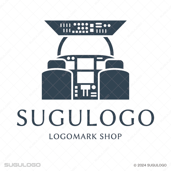 飛行機のコックピット(操縦席)から未来を見通す航空系ロゴデザイン