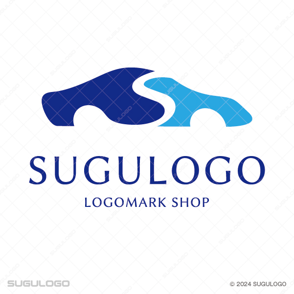 流線型のシルエットで構成した自動車のロゴデザイン