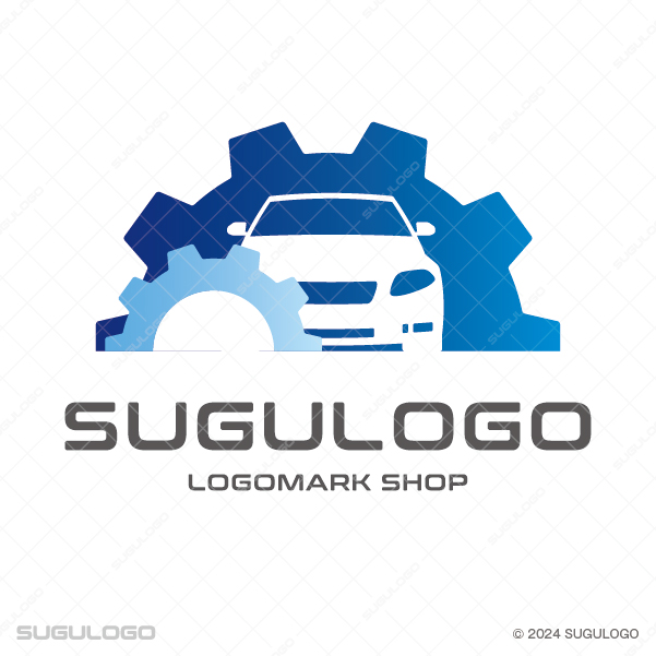 自動車と歯車(ギア)を組み合わせたメカニカルなロゴデザイン