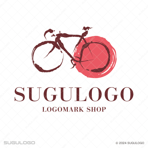 自転車を筆(手描き)タッチで描いた躍動感あるロゴデザイン