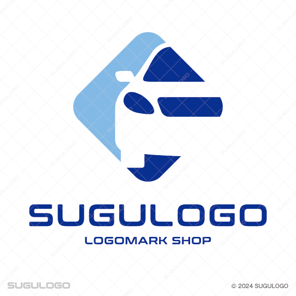 ダイヤモンド型(菱形)のベースの中に車のフロントシルエットを配置したロゴデザイン