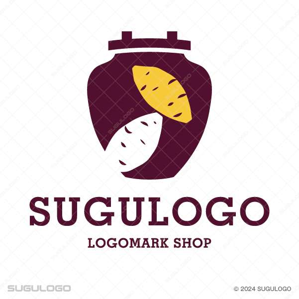 つぼ焼き芋(壺に入ったサツマイモ)がモチーフの和風(日本的)なロゴデザイン