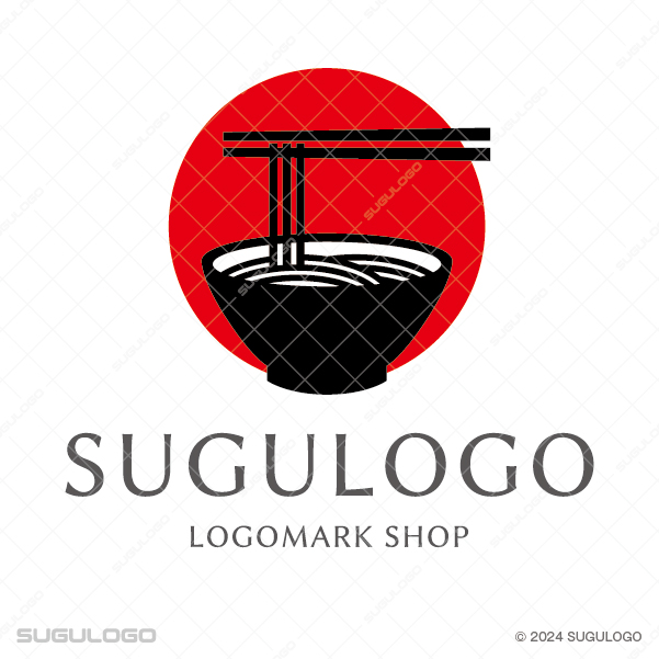 麺類・丼・箸を和風と現代性を融合させたシンボリックなロゴデザイン