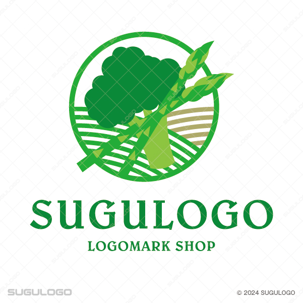 野菜と畑をモチーフに制作した円形ロゴデザイン