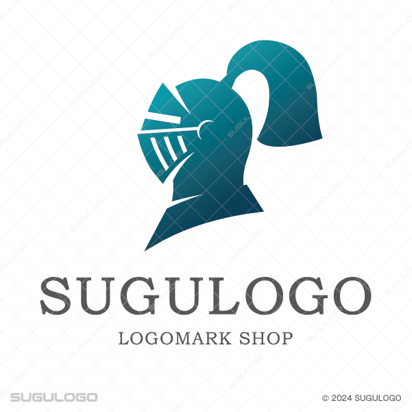 騎士の兜を横から捉えた、強さと守護をイメージさせるグラデーションカラーのスタイリッシュなロゴマーク