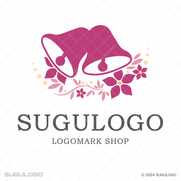 二つのベルにピンクの花々が添えられた、祝福の瞬間と優雅なハーモニーをイメージさせる華やかなロゴマーク