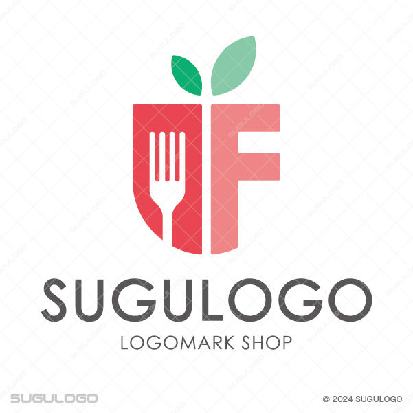 果実のような円形の意匠にフォークとFの文字が組み合わさった、新鮮な食と個性をイメージさせるモダンなロゴ
