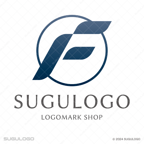 細い円形の枠の中に、疾走感のあるラインでアルファベットのFを描いた、スマートで躍動感のあるロゴ