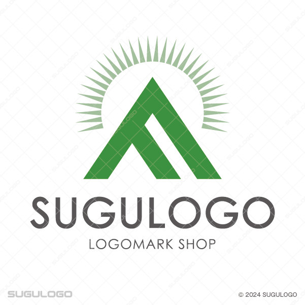 緑色のアルファベットFが山を形作り、背後に放射状の太陽が描かれた、誠実さと希望をイメージさせるロゴ