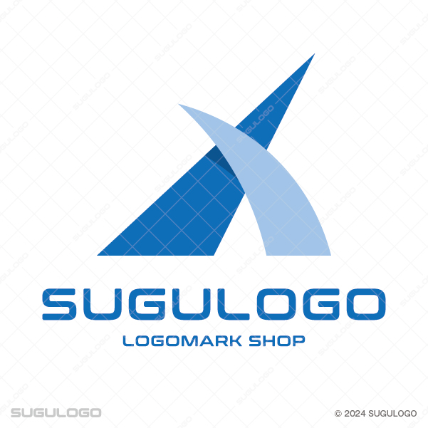 鋭い三角形に力強い曲線が交差した、知的な構築美と未来への躍進をイメージさせるモダンなシンボルロゴ