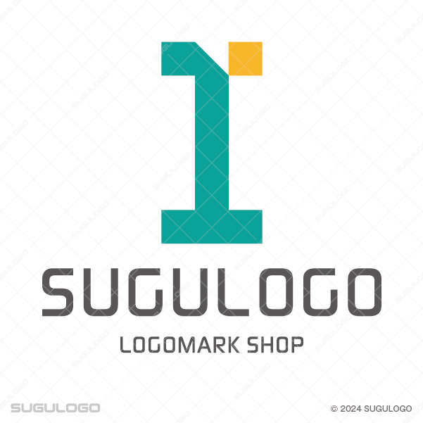 アルファベットのIをデジタルなラインで描き、右上に正方形のパーツを添えた、知性と革新のシンボルロゴ