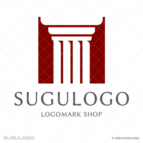 古代の神殿を想起させる円柱が描かれた、伝統的な格式と高い信頼をイメージさせるモダンなシンボルロゴ