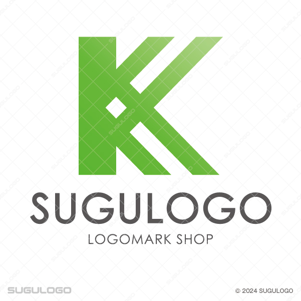 幾何学的なラインの交差でKを描き、専門性と論理的な知性を表現したグリーンのモダンなロゴデザイン