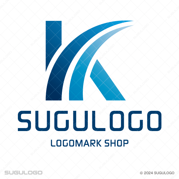 Kの形から2本の曲線が右上に伸び、成長スピードと未来への架け橋を表現した躍動感のあるモダンなロゴデザイン