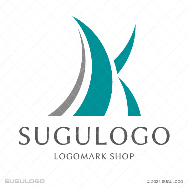 Kの形を流麗な曲線で描き、風を受けて進む帆のような躍動感と成長を表現したモダンな印象のロゴデザイン