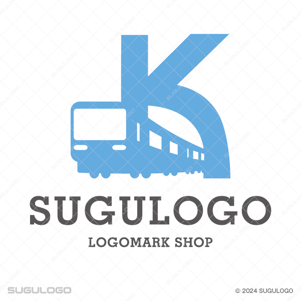 Kの形に電車のシルエットを融合させ、地域インフラの信頼感と目的地への躍動感を表現したブルーのロゴデザイン