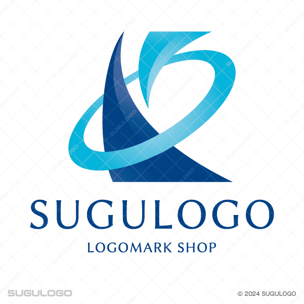 鋭い三日月状のパーツを円形のラインが囲む幾何学的なシンボルマーク。先進性とスピード感を象徴する。