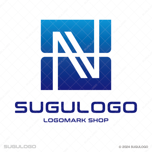 正方形の中にNのフォルムを論理的に配し、先進的なIT技術と確かな信頼を表現したブルーのモダンなロゴ
