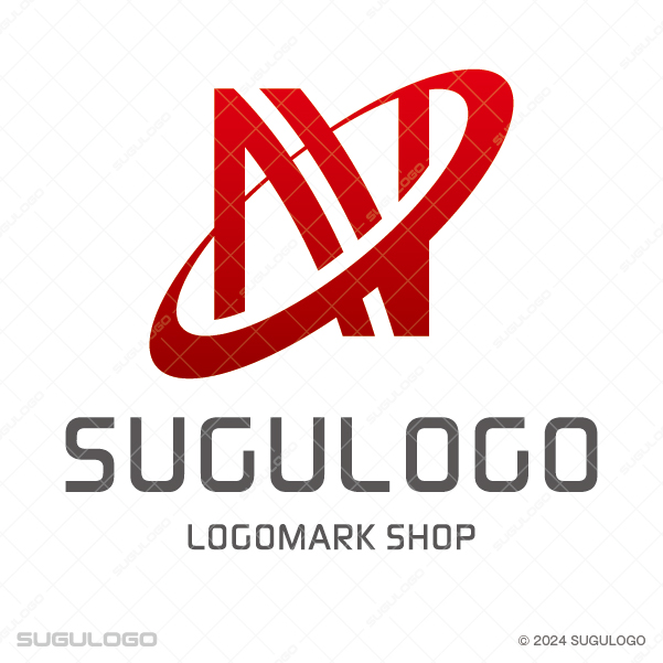 Nの周囲を鋭い曲線が周回し、グローバルな推進力と情熱的な躍進を表現した赤のグラデーションによるモダンなロゴ