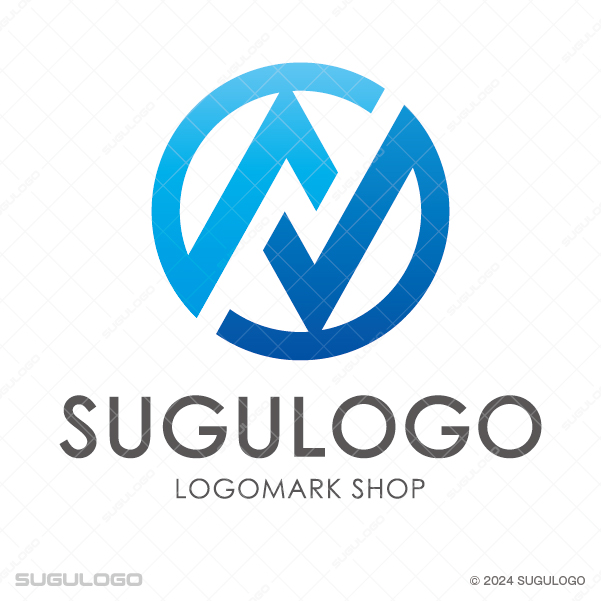 円形の中にNとチェックマークを融合して描き、論理的な正当性と確かな品質保証を表現したブルーのモダンなロゴ