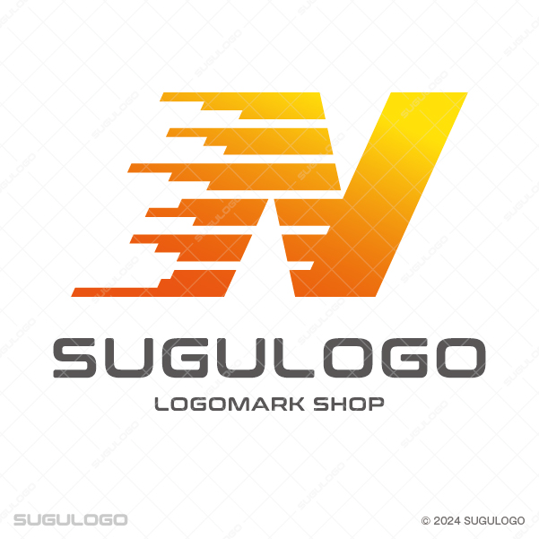 Nの文字に光り輝くオレンジのスピードラインを重ね、圧倒的な機動力と情熱的な躍進を表現したモダンなロゴ