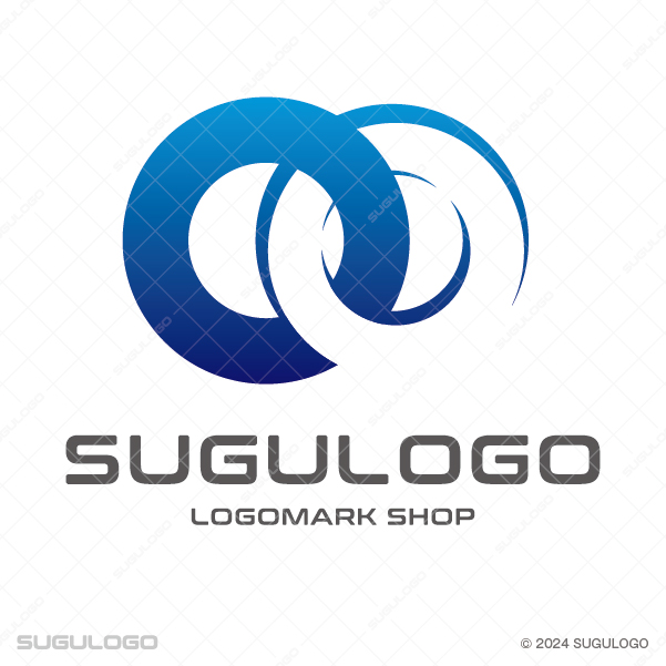 二つの円が重なり合い、無限（インフィニティ）を彷彿とさせる幾何学的なシンボルマーク。調和と発展を象徴。