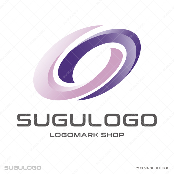 斜めに配置された楕円が重なり合い、無限の広がりを感じさせる幾何学的なシンボルマーク。先進性を象徴。