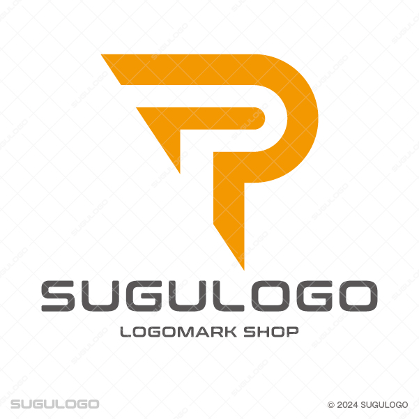 オレンジのラインでPを幾何学的に描き、迅速なアクションと未来への加速を表現した躍動感あふれるモダンなロゴ