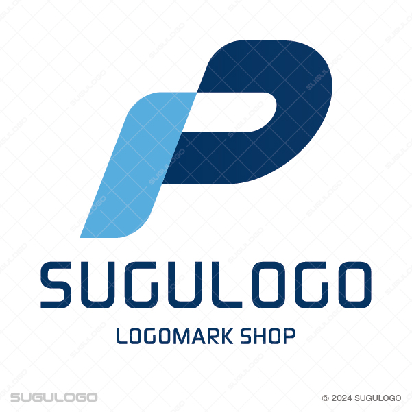 2色のブルーの面が重なり合ってPを形作り、専門性の融合と未来への躍進を表現した先進的でモダンなロゴ