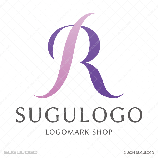 パープルの流麗な曲線で描かれたRの文字が、洗練されたプロフェッショナリズムと信頼を表現したモダンなロゴ