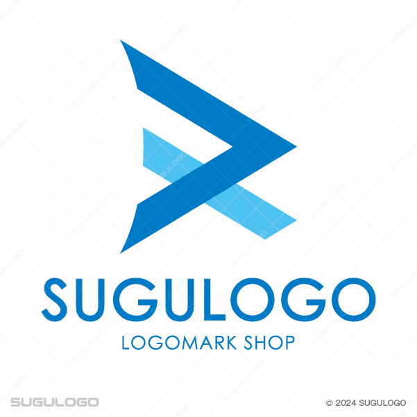 2色のブルーの面とラインが交差してRを形作り、専門性の融合と組織の安定感を表現したモダンなロゴデザイン