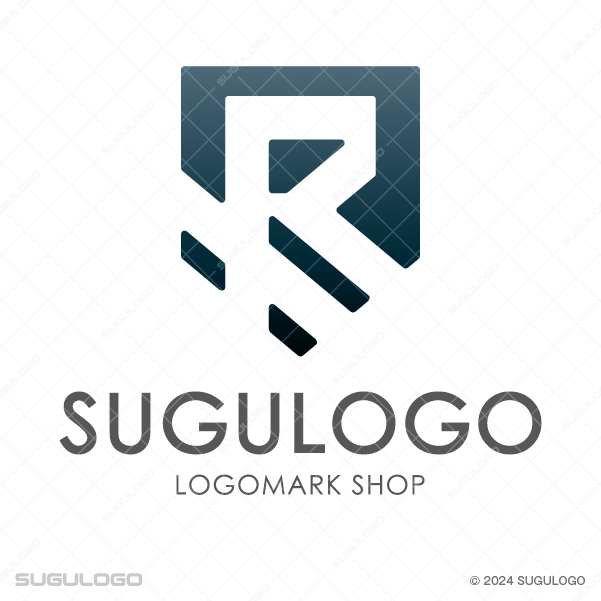 ネイビーの盾の中に白いRを配し、盤石なセキュリティと揺るぎない信頼感を表現した重厚でモダンなロゴデザイン