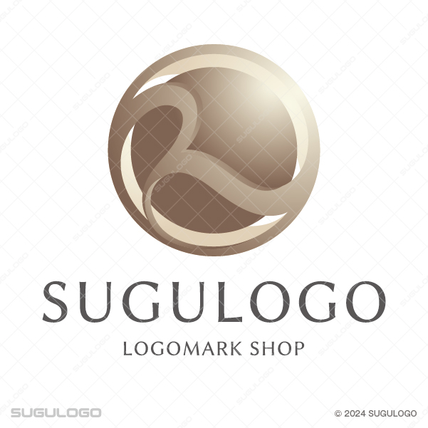 ゴールドの円環の中に曲線で描かれたRが、洗練された高級感と組織の知的な品格を表現したモダンなロゴデザイン