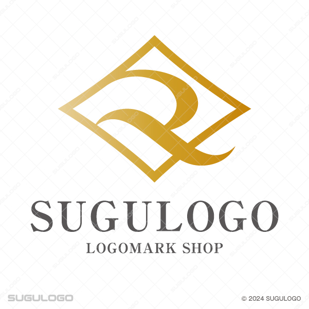ゴールドの菱形の中に曲線で描かれたRが、洗練された高級感と組織の知的な品格を表現したモダンなロゴデザイン