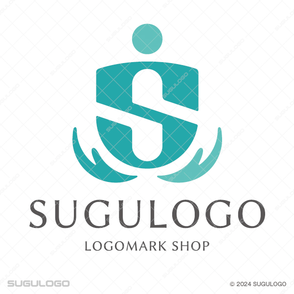 盾の中にSを描き、下から手で包み込む造形が、強固なセキュリティと温かなサポートを表現したモダンなロゴ