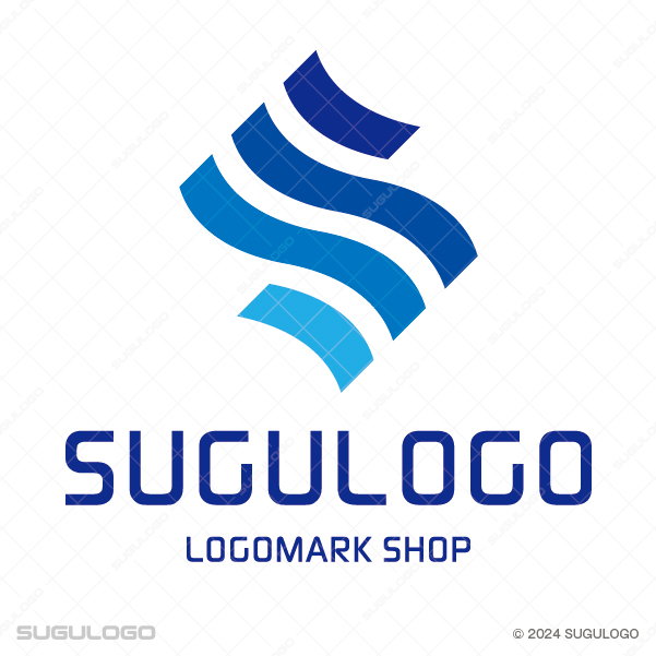 平行な曲線が重なりSを描き、組織の圧倒的なスピード感と未来への持続的な成長を表現したモダンなロゴデザイン