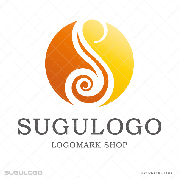 円の中に渦巻くような曲線でSを描き、組織の情熱的なエネルギーと未来への持続的な成長を表現したロゴ
