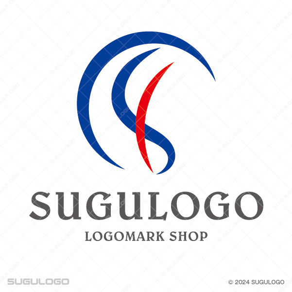 円弧のラインと鋭い曲線でSを描き、組織の爆発的な推進力と未来への持続的な成長を表現したモダンなロゴ