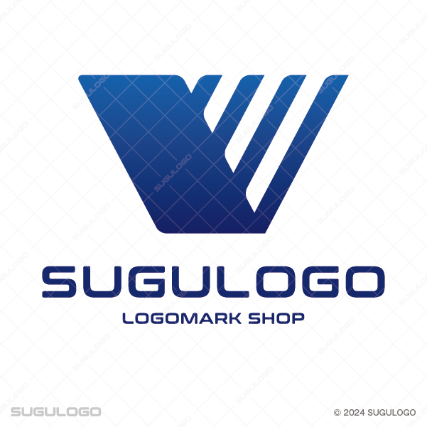 Vの字に斜めのラインを重ねて描き、組織の論理的な思考と未来への持続的な飛躍を表現したモダンなロゴデザイン