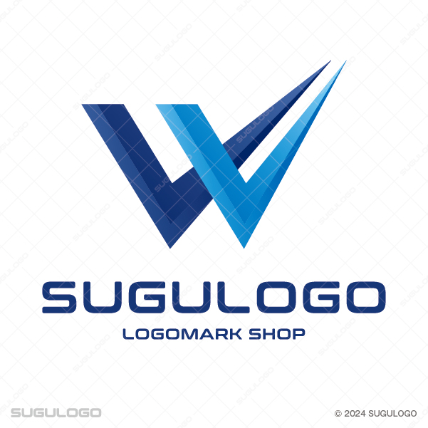 チェックマークでWの字を描き、組織の論理的な思考と未来への持続的な飛躍を表現したモダンなロゴデザイン
