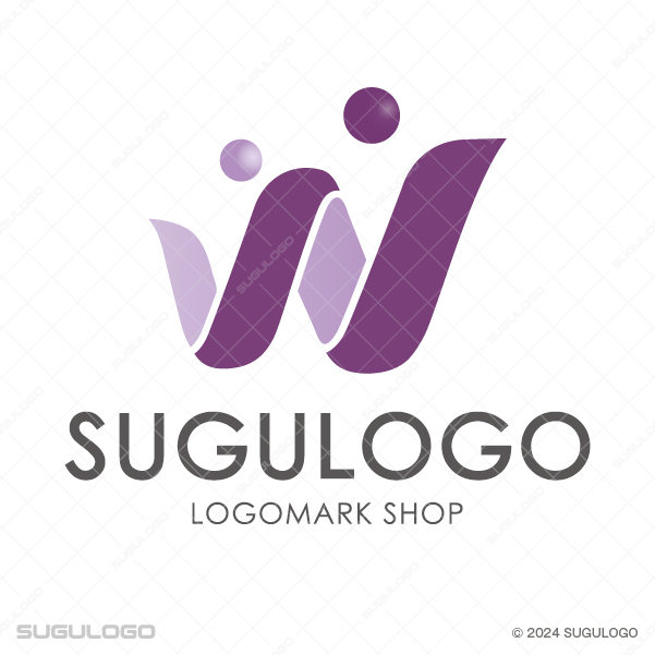 寄り添う人と英字Wを組み合わせたシンボルマーク。調和と絆を象徴する、曲線が美しいロゴデザイン。