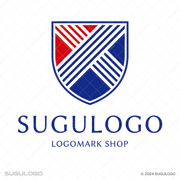 英字Xと盾を融合したエンブレム形式のシンボルマーク。信頼と革新を象徴する、幾何学的なロゴデザイン。
