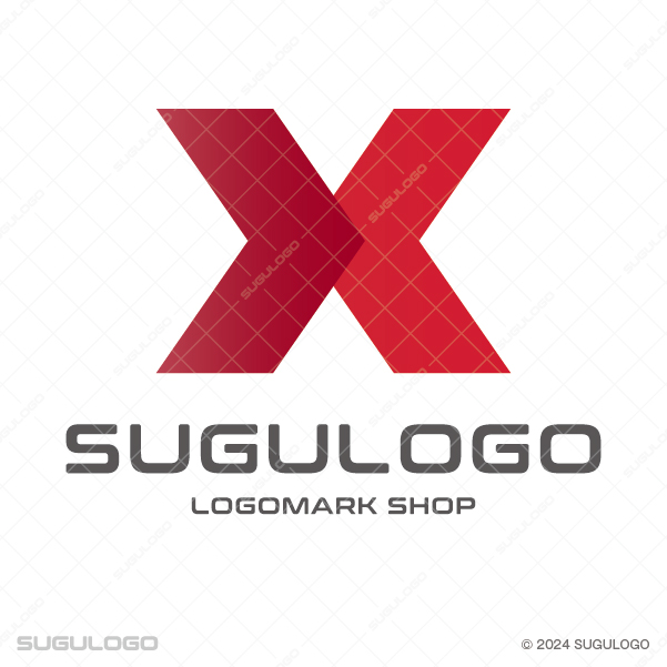 重なり合う赤いラインで構成された英字Xのシンボルマーク。成長と交差を象徴する幾何学的なロゴデザイン。
